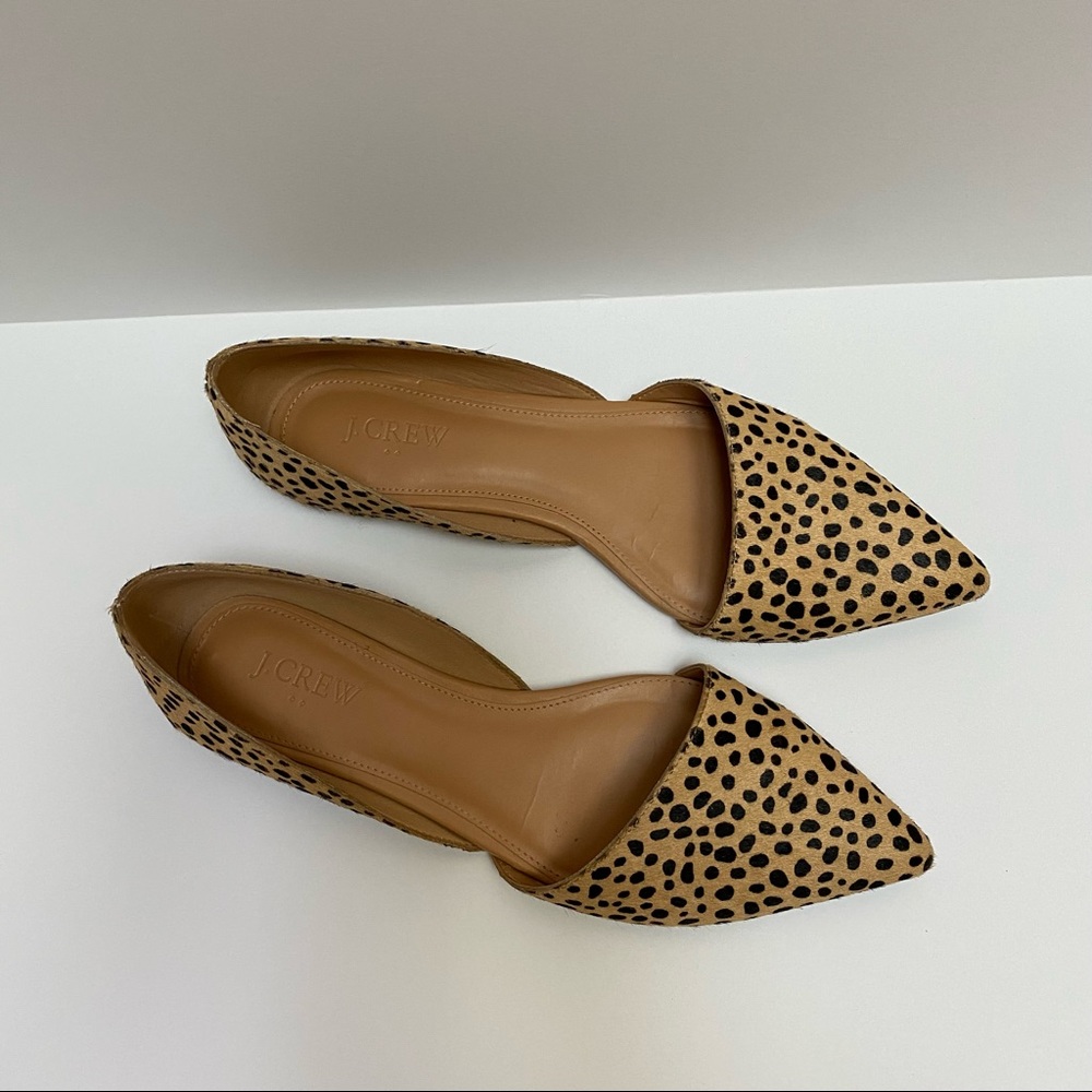 J. Crew Animal Print Calf Hair D’orsay Pointed Toe Flats: size 8.5 - Picture 3 of 6